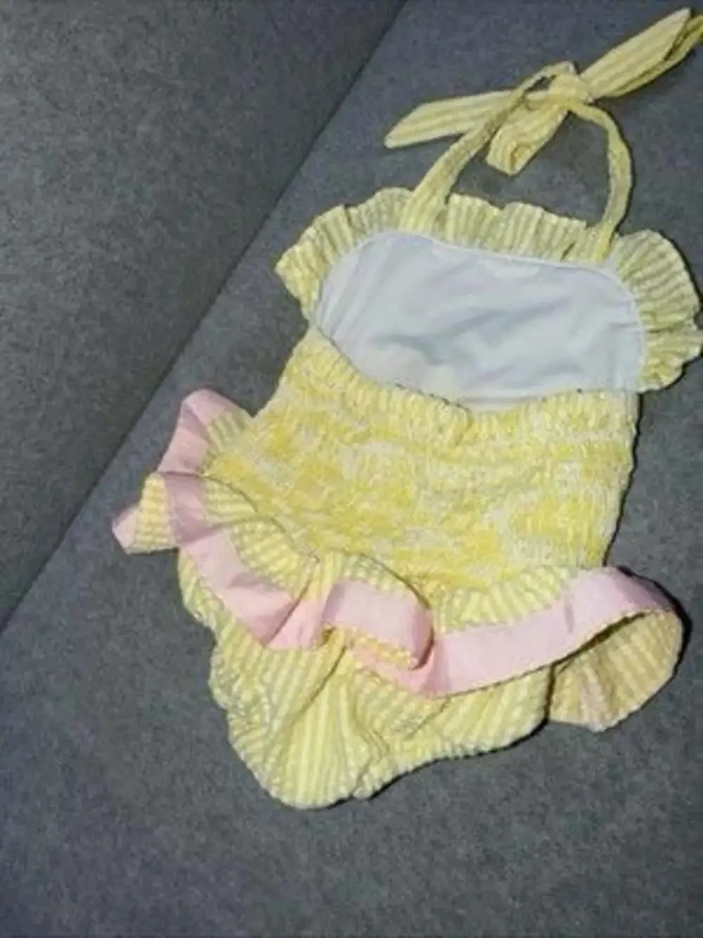 Southern Smocked Company Gingham Check Yellow, Pink, White Swimsuit 18 Month